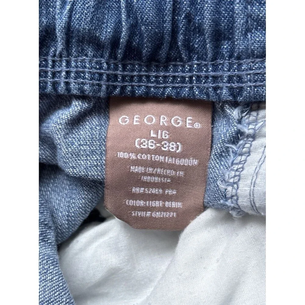 George Women Blue Jean Elastic Waist Shorts Large 36-38 Pockets Waist 36" Preown - Picture 6 of 9